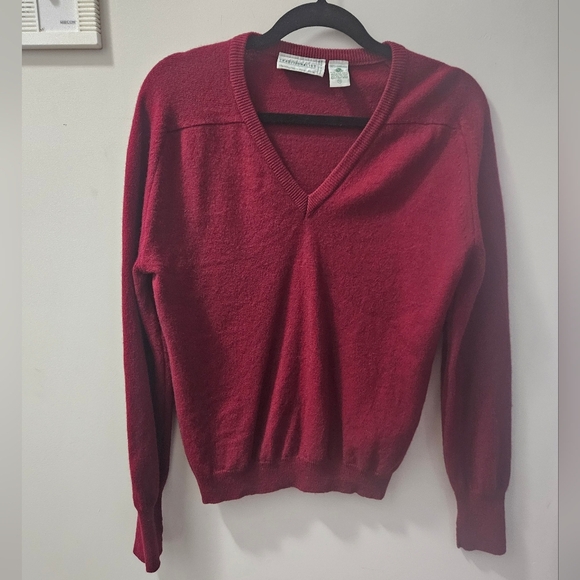 Size M Traditionalist Bloomingdales Medium Burgundy 100% lambswool - Picture 2 of 8